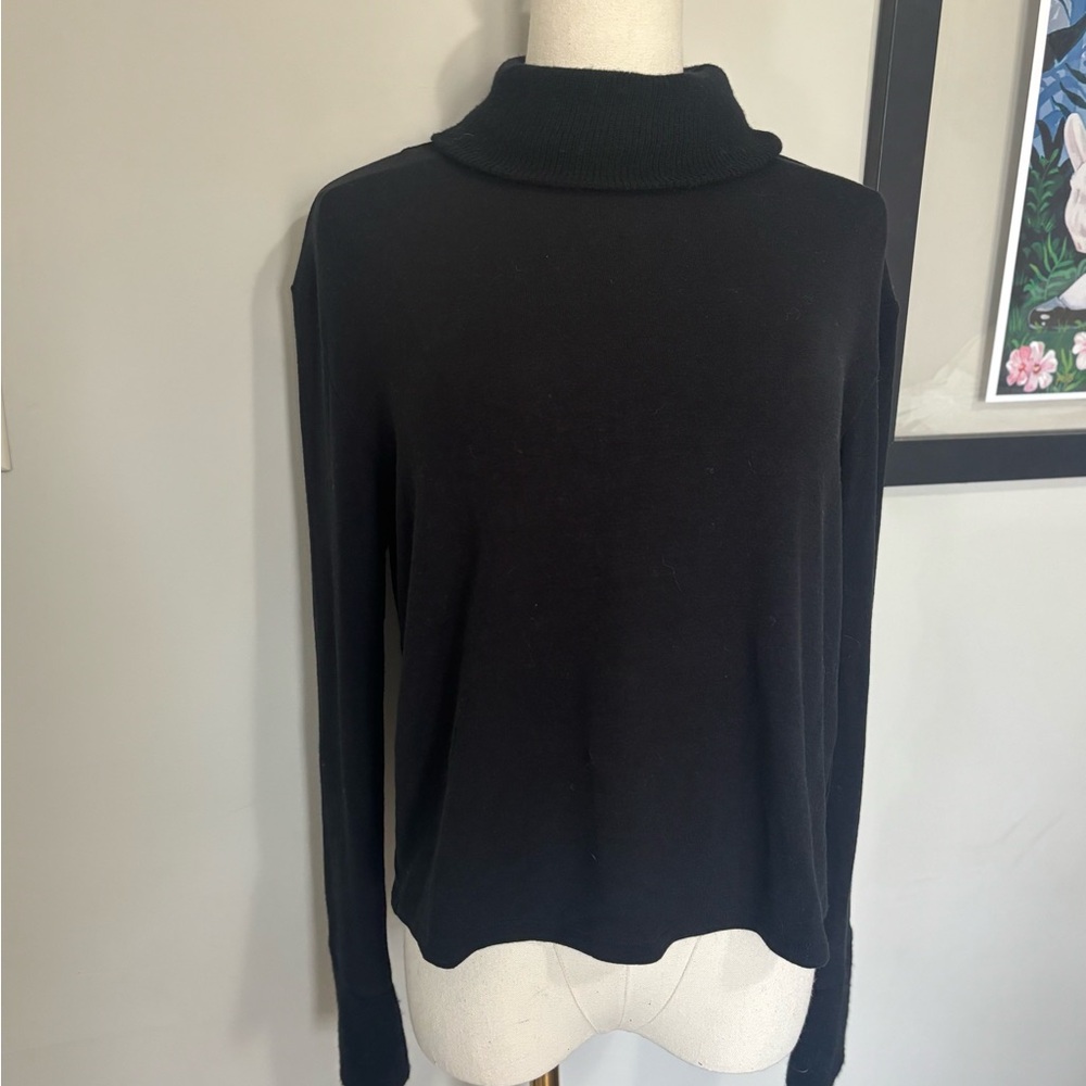Alice + Olivia Air Black Knit Top Turtleneck